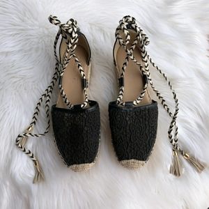 [Nanette Lepore] Black Lace Up Espadrilles - 8